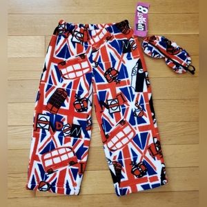 Up Past 8 London Themed Sleep Pants W Matching Sleep Eye Mask Size 4 New‎